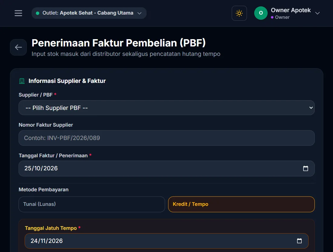 Formulir penerimaan barang