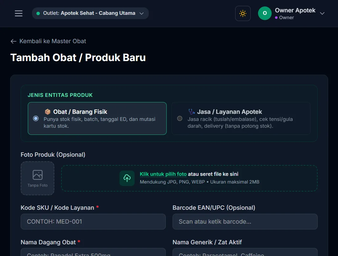 Formulir tambah obat