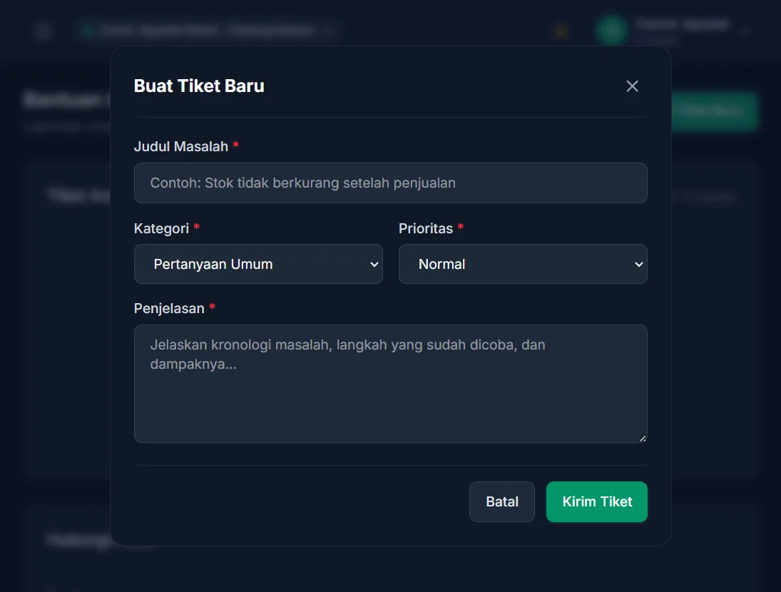 Formulir tiket bantuan
